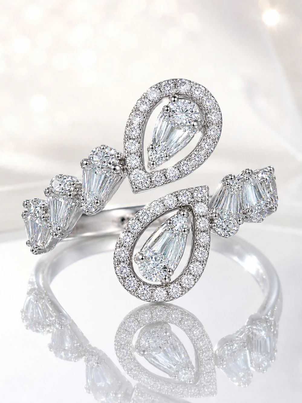 Elegant Statement Ring – Stainless Steel, Hypoallergenic, Sparkling Cubic Zircon